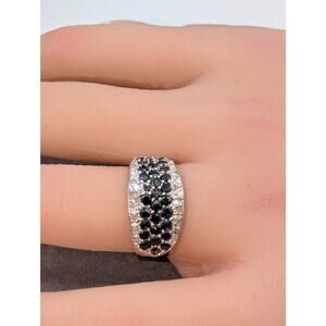 Sapphire & Diamond 925 Sterling Ring Size 6.75-7
